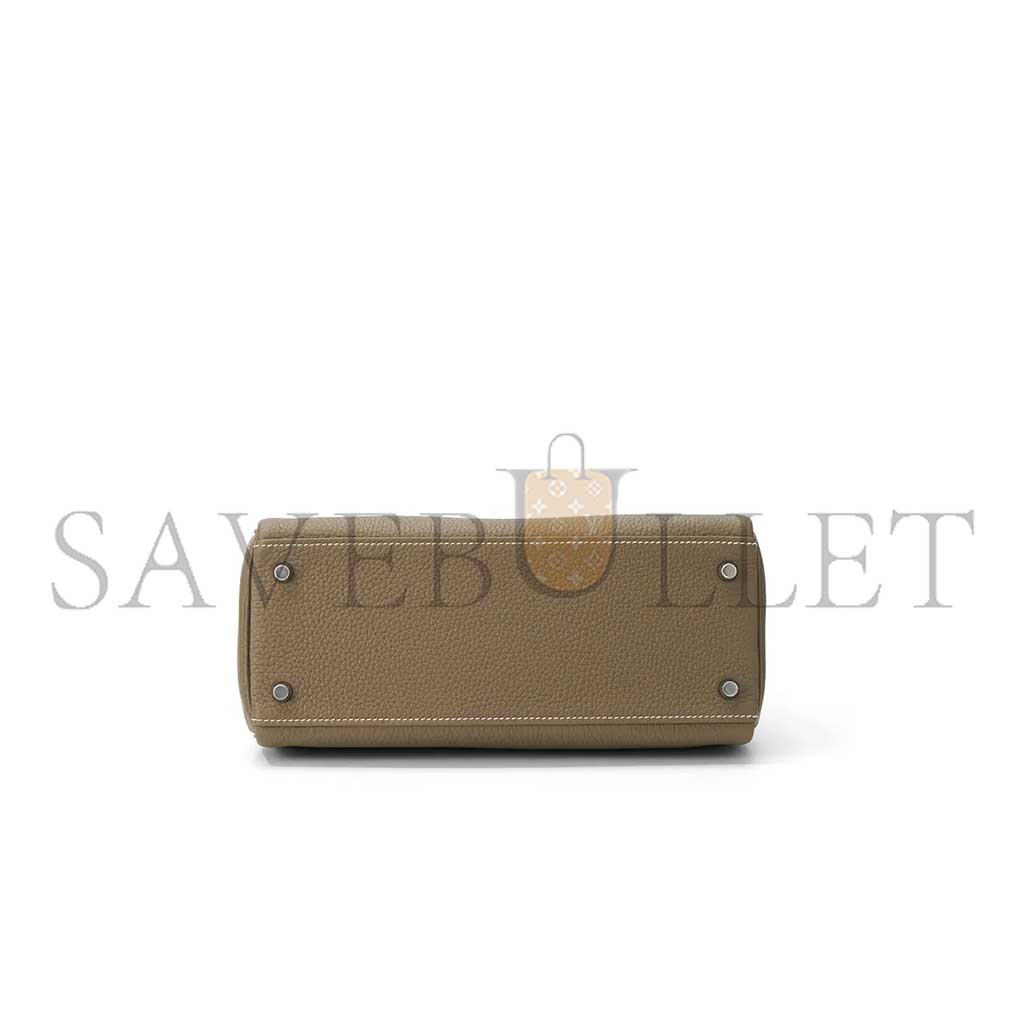 HERMÈS MASTER KELLY 25 ELEPHANT GRAY SILVER BUCKLE (25*17*7cm)
